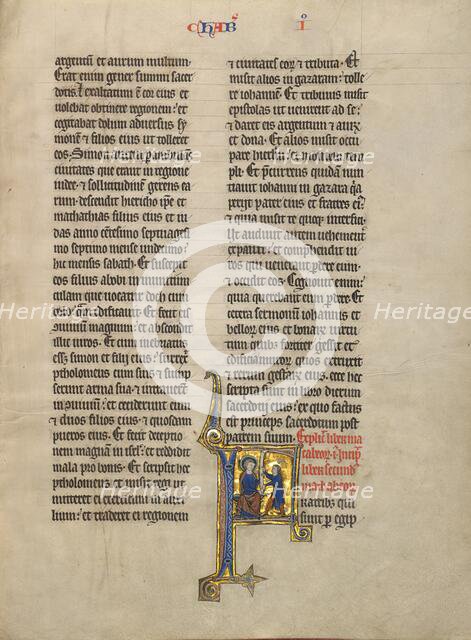 Initial F: Delivery of a Letter; Concluding Volume of a Bible, about 1260-1270. Creator: Unknown.