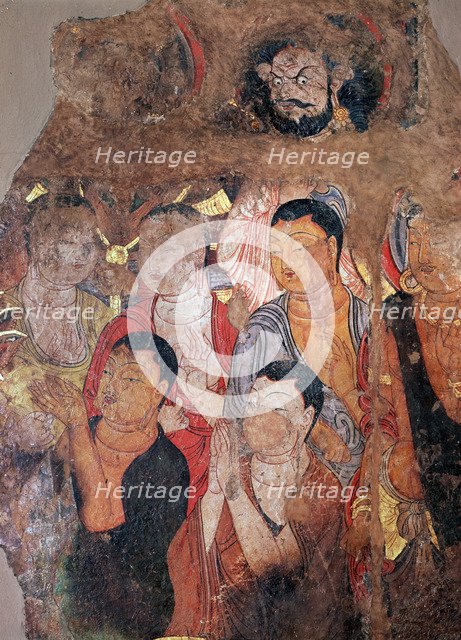 'Group of monks and Bodhisattvas', 9th-10th century. Artist: Unknown