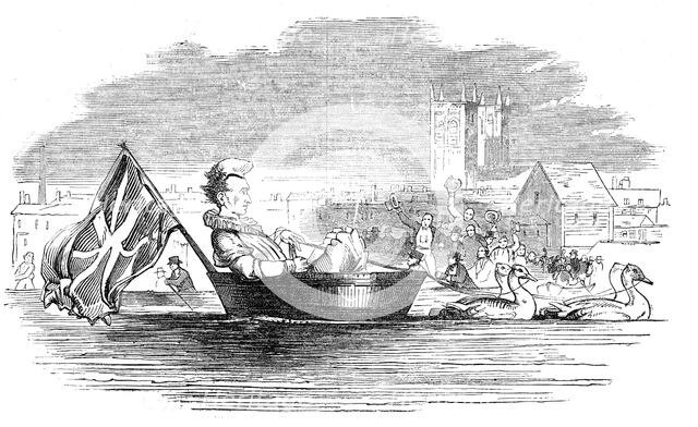 Barry, the Clown, on the Thames, 1844. Creator: Unknown.