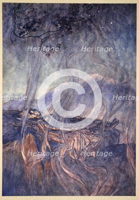 'The sleep of Brunnhilde', 1910.  Artist: Arthur Rackham