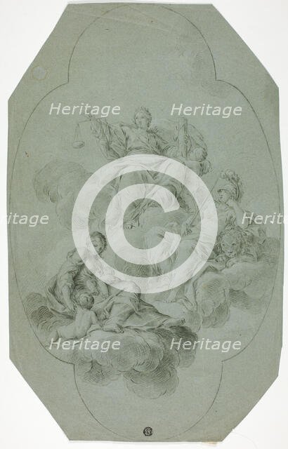 Allegorical Ceiling Decoration with Justice, Charity, and Fortitude, n.d. Creator: Unknown.