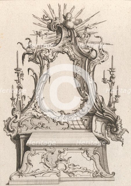 Design for an Altar, Plate 3 from an Untitled Series of Designs for Altars,..., Printed ca. 1750-56. Creator: Jacob Gottlieb Thelot.