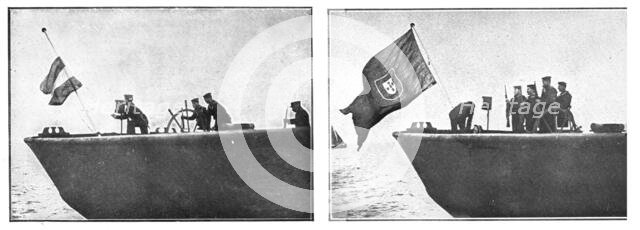 'Le Portugal dans la guerre; Le pavillon allemand amene et replace par les couleurs..., 1916 (1924) Creator: Unknown.