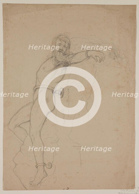 Figure Study for Prometheus, 1846 or 1847. Creator: Thomas Cole.