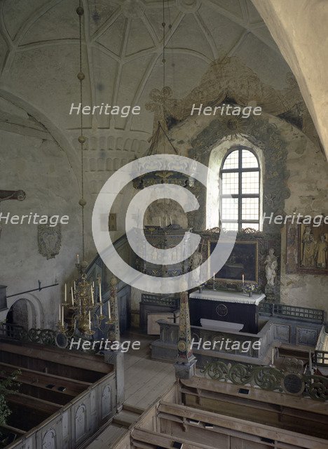 Interior of the old church of Trönö, province of Hälsingland, Sweden. Artist: Göran Algård