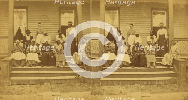 Group of elderly people on porch, (1868-1900?). Creator: Unknown.