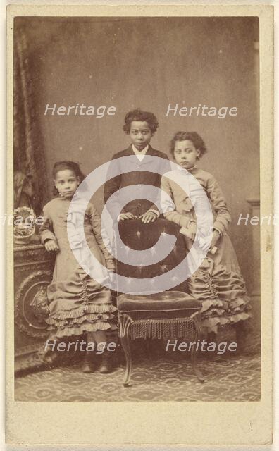 Two Girls and a Boy, 1865-1875. Creator: J. Heap.
