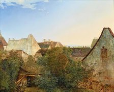 View over Viennese suburban houses (Beatrixgasse), 1839. Creator: Adalbert Stifter.