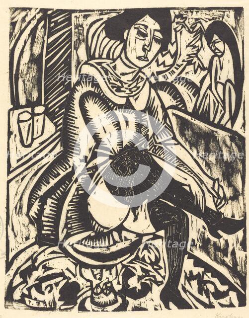 Woman Tying Her Shoe (Frau, Schuh Zuknopfend), 1912. Creator: Ernst Kirchner.
