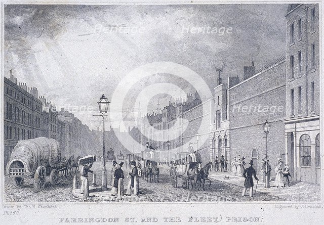 Fleet Prison, Farringdon Street, London, 1829. Artist: J Henshall