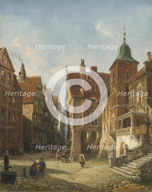 Street in Hamburg. Study in Architecture, 1870. Creator: Wilhelm von Hanno.