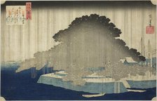 Night Rain at Karasaki (Karasaki no yau), from the series "Eight Views of Omi (Omi hakkei..., c1834. Creator: Ando Hiroshige.