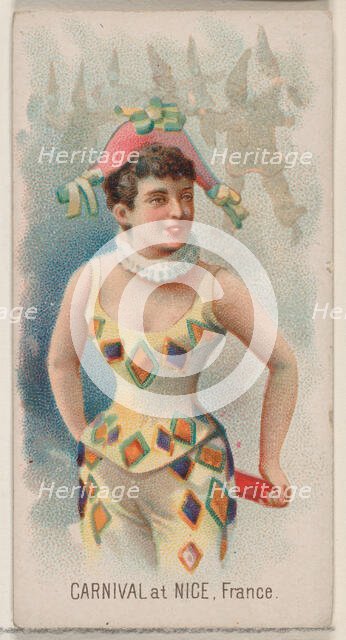 Carnival at Nice, France, from the Holidays series (N80) for Duke brand cigarettes, 1890., 1890. Creator: George S. Harris & Sons.
