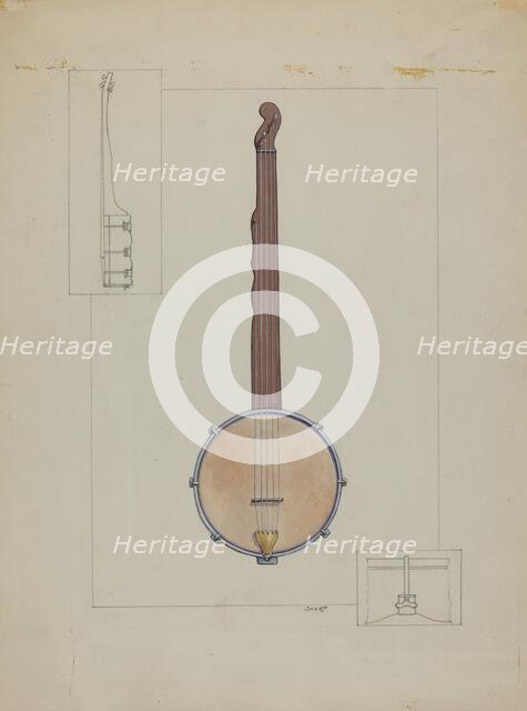 Plantation Banjo, c. 1937. Creator: Floyd R. Sharp.