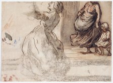 Figure of a Woman and Woman with Child, between 1808 and 1879. Creator: Honore Daumier.