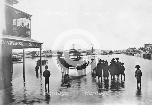 T. Lawless' grocery shop on James Street, New Farm, during the 1893 Brisbane floods, 1893. Creator: Unknown.