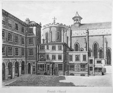 View of Temple Church, City of London, 1800.                                                 Artist: Anon