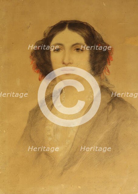 Portrait of George Sand, 1840. Creator: Anonymous.