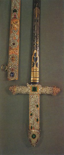 'Hilt and scabbard of the Jewelled State Sword', 1953. Artist: Unknown.