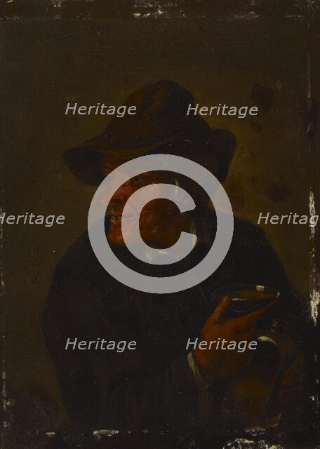 A man holding a glass, c1650s. Creator: David Teniers II.