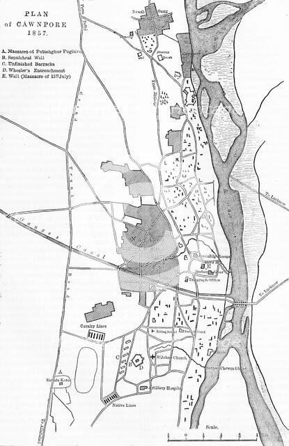 'Plan of Cawnpore', c1891. Creator: James Grant.