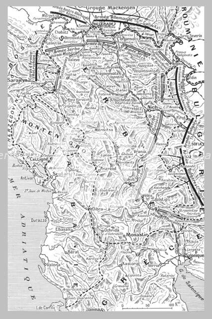 ''Position des armees au moment de l'offensive austro-bulgare contre la Serbie.'. Creator: Unknown.