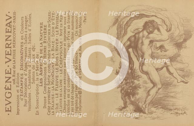 Dancing Nude and Advertisement for Eugène Verneau's "Estampes décoratives" [verso],1897. Creator: Louis Anquetin.