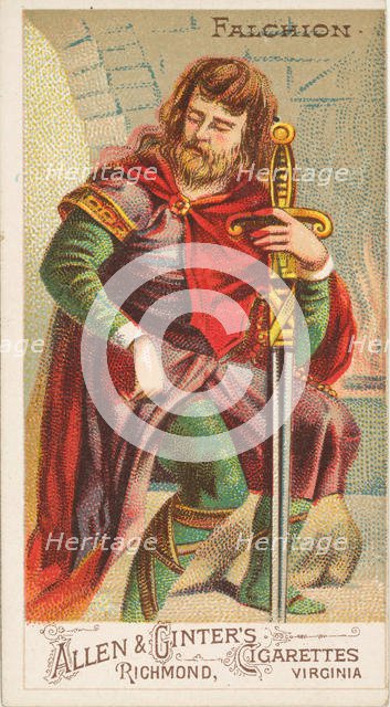 Falchion, from the Arms of All Nations series (N3) for Allen & Ginter Cigarettes Brands, 1887. Creator: Allen & Ginter.