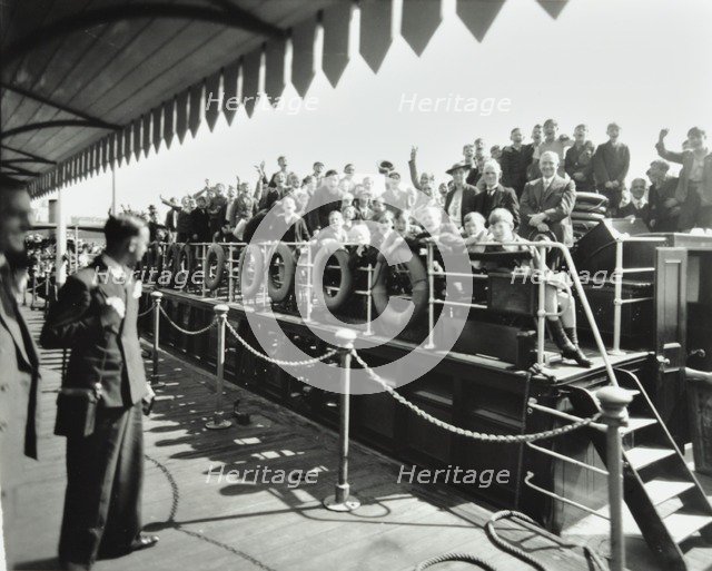Children aboard a steamer moored at Westminster Pier, London, 1937. Artist: Unknown.
