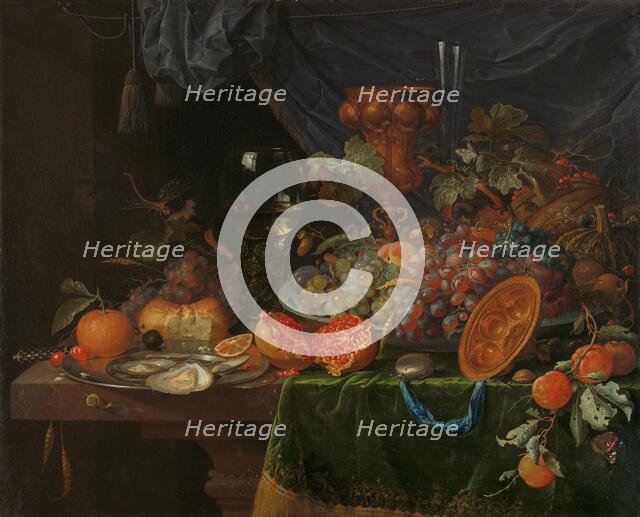 Still Life with Fruit and Oysters, 1660-1679. Creator: Abraham Mignon.