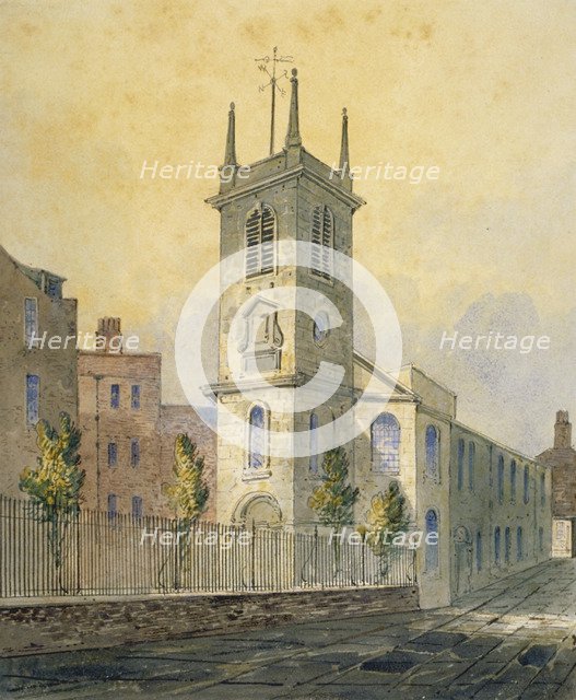 South-west view of the Church of St Olave Jewry, City of London, 1815. Artist: William Pearson
