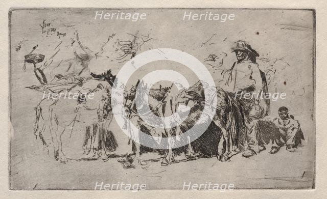 Men and Donkeys, Rome, 1880. Creator: Robert Frederick Blum (American, 1857-1903).