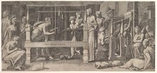 Women spinning, weaving and sewing, mid-16th century. Creator: Master FG (Italian, active mid-16th century).