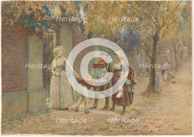 Man with a viewing box, and a seller of songs, 1868-1928.  Creator: Henry Reynolds Steer.