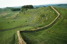 Hadrian's Wall, Looking East to Cuddy's Crag, Northumberland, c20th century. Artist: CM Dixon.