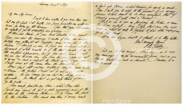 Letter from Shelley to Amelia Curran, 5th August 1819. Artist: Shelley