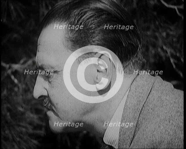 Somerset Maugham Walking Around a Garden, 1920s. Creator: British Pathe Ltd.