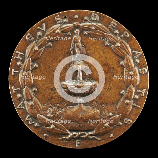 Fountain Surmounted by a Nude Male Figure [reverse], c. 1446. Creator: Matteo di Andrea de Pasti.