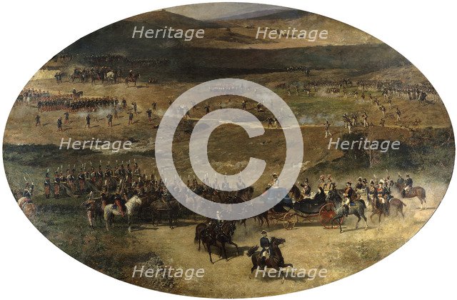 Queen Maria Christina Reviewing the Troops, 1866-1867. Artist: Fortuny, Marià (1838-1874)