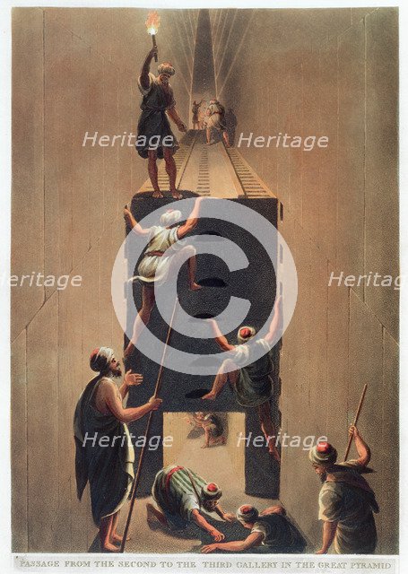 'Passage from the Second to the Third Gallery in the Great Pyramid', Giza, Egypt, 1802. Artist: Thomas Milton