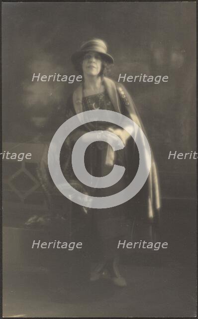 Portrait of a Woman Leaning on Bench, 1907-1924. Creator: Louis Fleckenstein.