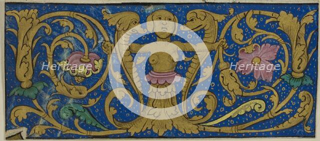 Illuminated Border with Grotesques and Flora from a Manuscript, 15th or early 16th century. Creator: Unknown.