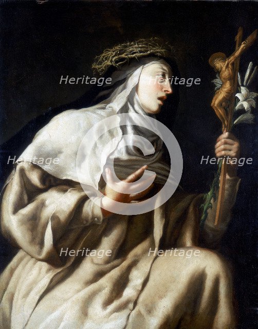 'St Teresa of Avila before the Cross', c1621-1663. Artist: Guido Cagnacci