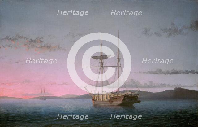 Lumber Schooners at Evening on Penobscot Bay, 1863. Creator: Fitz Hugh Lane.