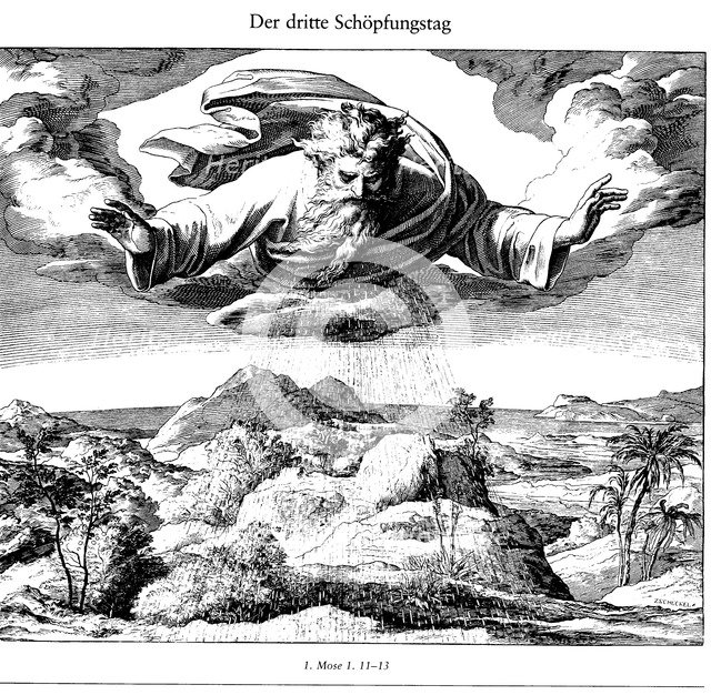 The Third Day of Creation (From Die Bibel in Bildern), 1852-1860. Artist: Schnorr von Carolsfeld, Julius (1794-1872)