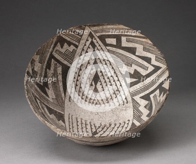 Bowl with Large Diamond-Shaped Area Interior with Dotted Lines and Diamonds..., A.D. 950/1400. Creator: Unknown.