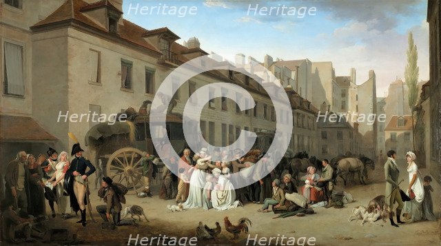 Arrival of the Stagecoach in the Courtyard of the Messageries. Artist: Boilly, Louis-Léopold (1761-1845)