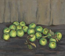 Green Apples with Gray Curtain, 1943. Creator: Walt Kuhn.