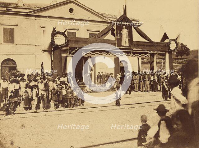 Inauguration de la gare du Ceccano, 1862. Creator: Altobelli & Molins.