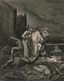 'My teacher sage aware, thrusting him back', c1890. Creator: Gustave Doré.